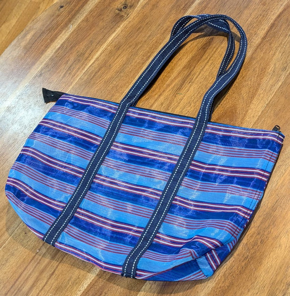 KA-TSI BAG(BLUE AND RED STRIPED WITH ZIPPER)