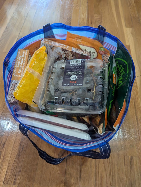 KA-TSI BAG NO.8茄芷袋(BLUE AND RED STRIPED WITH SOFT HANDLE)