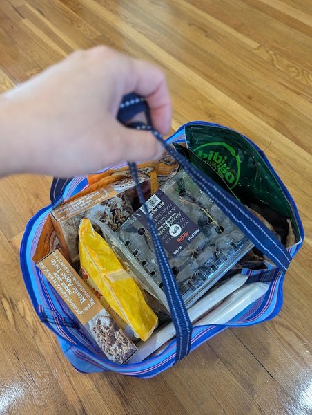 KA-TSI BAG NO.8茄芷袋(BLUE AND RED STRIPED WITH SOFT HANDLE)