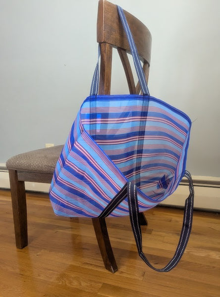 KA-TSI BAG NO.8茄芷袋(BLUE AND RED STRIPED WITH SOFT HANDLE)
