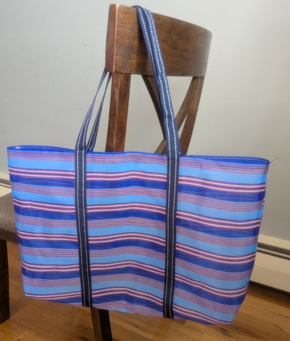 KA-TSI BAG NO.8茄芷袋(BLUE AND RED STRIPED WITH SOFT HANDLE)