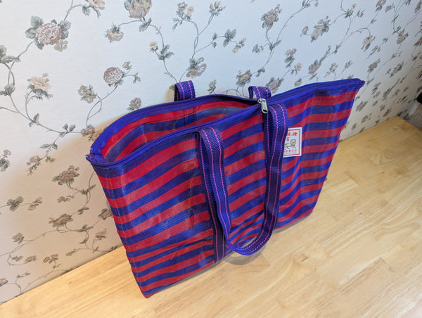 KA-TSI BAG NO.6 茄芷袋(Red & Purple Striped WITH Soft Handle and Zipper)
