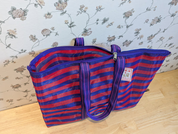 KA-TSI BAG NO.6 茄芷袋(Red & Purple Striped WITH Soft Handle and Zipper)