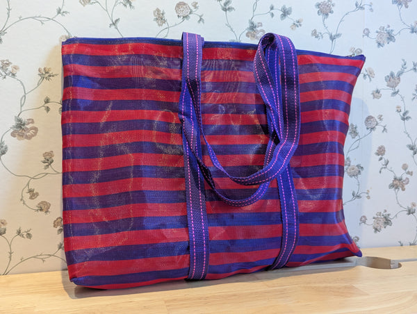 KA-TSI BAG NO.6 茄芷袋(Red & Purple Striped WITH Soft Handle and Zipper)