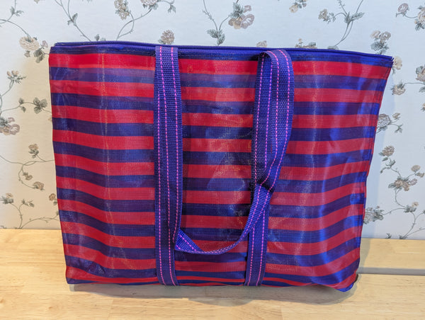 KA-TSI BAG NO.6 茄芷袋(Red & Purple Striped WITH Soft Handle and Zipper)