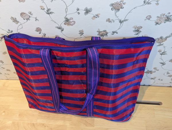 KA-TSI BAG NO.6 茄芷袋(Red & Purple Striped WITH Soft Handle and Zipper)