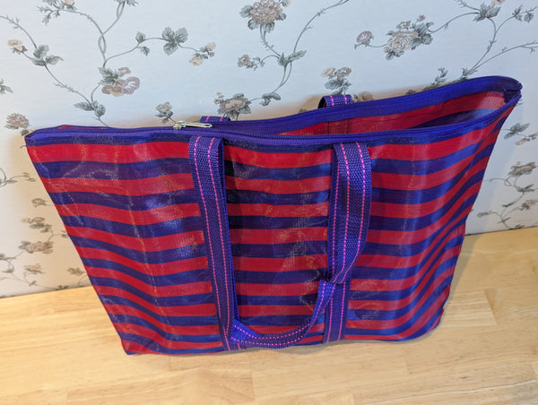 KA-TSI BAG NO.6 茄芷袋(Red & Purple Striped WITH Soft Handle and Zipper)